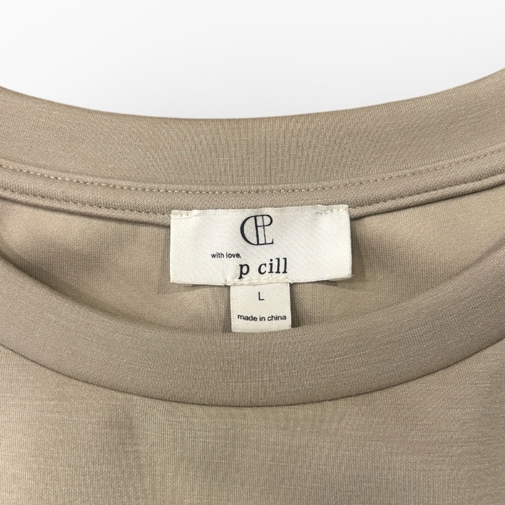 P Cill Butter Taupe Modal Etta Short Sleeve Crew Neck Dress Women’s Size Large - Picture 5 of 9